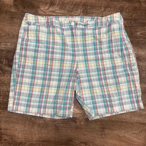 Talbots 100% Cotton Plaid Shorts Size 24w
